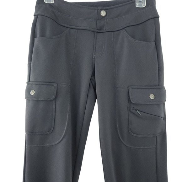 Athleta Fleece Lined Pants XS Gray Warm Winter Pants, Pockets, Elastic Waist - Picture 3 of 5